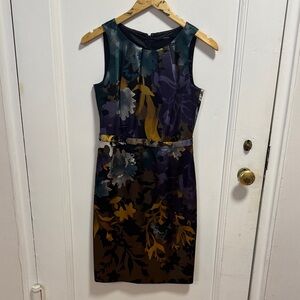 Tahari Multicolor Floral Midi Dress